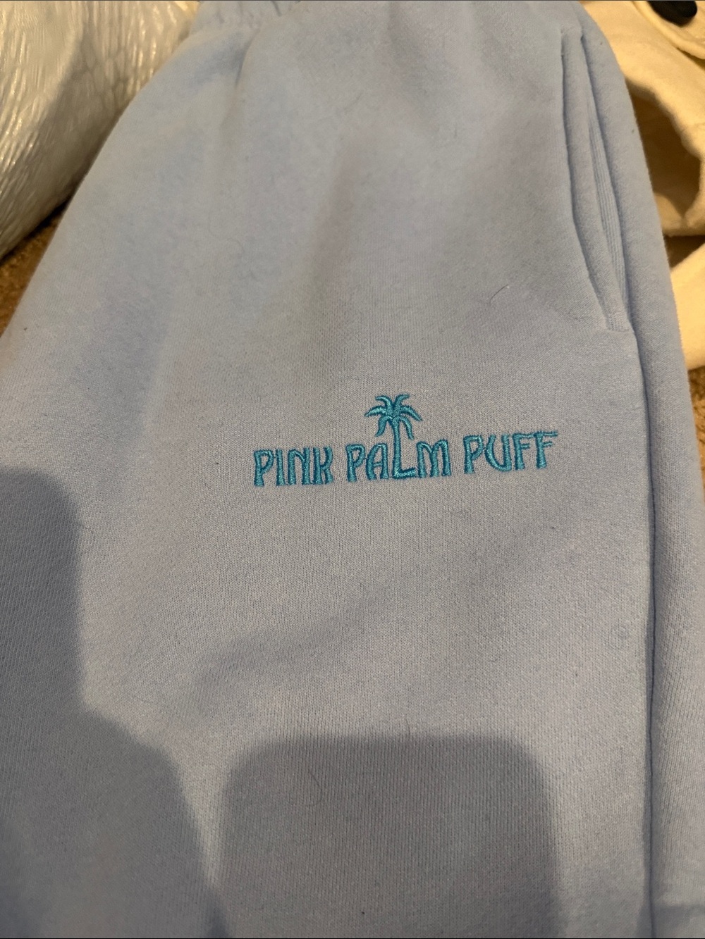 Pink Palm Puff Kids Light Blue Sweatpants